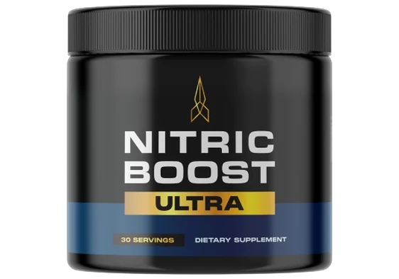 One black Nitric Boost powder jar with a blue and gold label